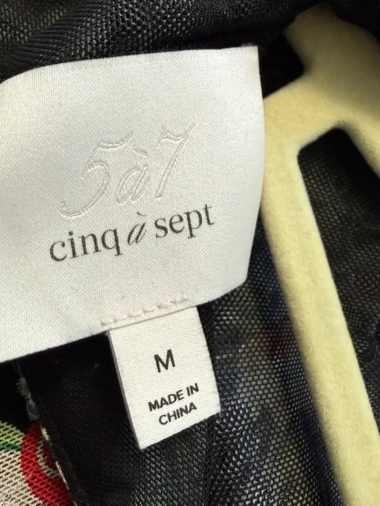 Cinq a Sept Floral Sequin Ruched Funnel Neck Mesh Top Size Medium - Picture 13 of 15